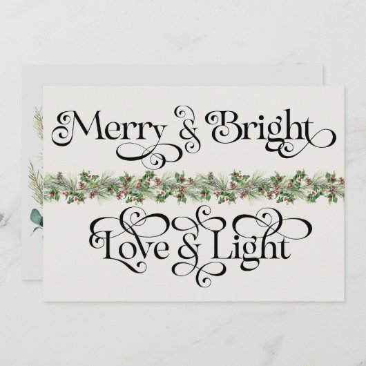 Elegant Vrolijk en Helder in Liefde en Lichte Vaka Feestdagenkaart (Voorkant / Achterkant)
