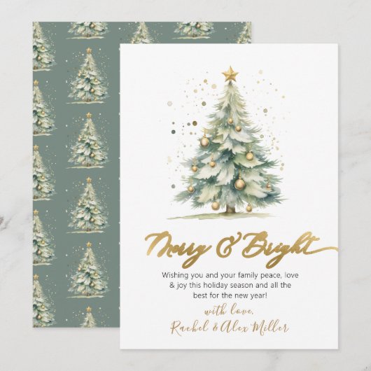 Elegant vrolijk en helder script boom niet foto feestdagenkaart (Voorkant / Achterkant)