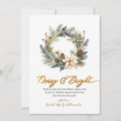 Elegant vrolijk en helder script krans kerst feestdagenkaart (Voorkant)
