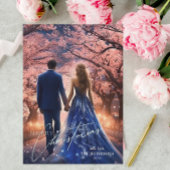 Elegant Vrolijk Kerstblauw Roze Bloemen Foto Feestdagenkaart