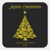 Elegant Vrolijk Kerstboom Stickers Zwart (Voorkant)