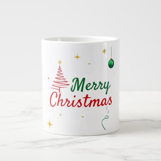 Elegant vrolijk kerstboom vakantie ontwerp grote koffiekop (Voorkant)
