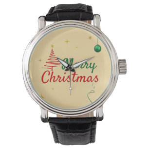 Elegant vrolijk kerstboom vakantie ontwerp horloge