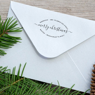 Elegant vrolijk kerstfeest adres rubberstempel
