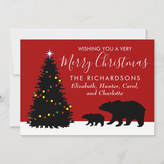 Elegant Vrolijk Kerstfeest Beren Vakantie Kaart (Voorkant)