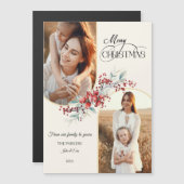 Elegant Vrolijk Kerstfeest Bloemen Gouden Boog 2-F (Voorkant / Achterkant)