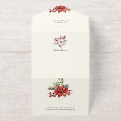 Elegant Vrolijk Kerstfeest Bloemen Gouden Boog 2-F All In One Uitnodiging (Buiten)