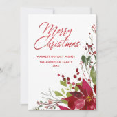 Elegant Vrolijk Kerstfeest Bloemen Vakantie Kaart (Voorkant)