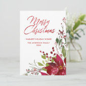 Elegant Vrolijk Kerstfeest Bloemen Vakantie Kaart (Staand voorkant)