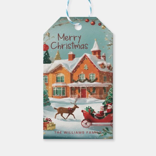 Elegant  Vrolijk Kerstfeest Cadeaulabel (Voorkant)