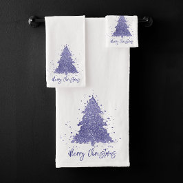 Elegant Vrolijk Kerstfeest | Charming Paarse Tree Bad Handdoek