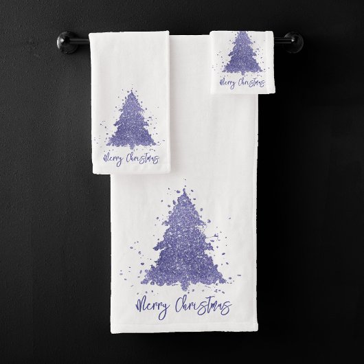 Elegant Vrolijk Kerstfeest | Charming Paarse Tree Bad Handdoek