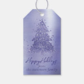 Elegant Vrolijk Kerstfeest | Charming Paarse Tree Cadeaulabel (Voorkant)