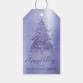 Elegant Vrolijk Kerstfeest | Charming Paarse Tree Cadeaulabel (Achterkant)