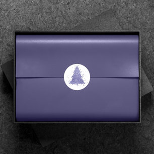 Elegant Vrolijk Kerstfeest Charming Paarse Tree Ronde Sticker