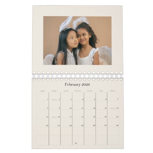 Elegant Vrolijk Kerstfeest Custom Photo 3 Maand Kalender (Feb 2026)