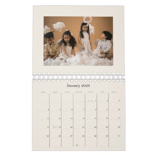 Elegant Vrolijk Kerstfeest Custom Photo 3 Maand Kalender (Jan 2026)