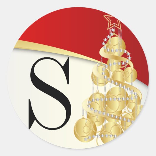 Elegant Vrolijk Kerstfeest | DIY-monogram Ronde Sticker (Voorkant)