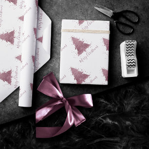 Elegant Vrolijk Kerstfeest   Dusty Mauve Pink Tree Cadeaupapier