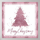Elegant Vrolijk Kerstfeest | Dusty Mauve Pink Tree Poster (Voorkant)