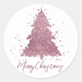 Elegant Vrolijk Kerstfeest | Dusty Mauve Pink Tree Ronde Sticker (Voorkant)