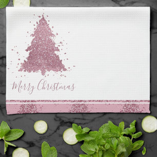 Elegant Vrolijk Kerstfeest   Dusty Mauve Pink Tree Theedoek