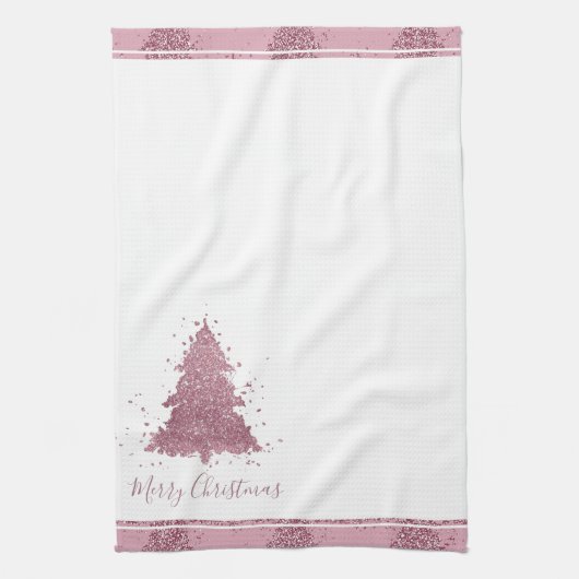 Elegant Vrolijk Kerstfeest | Dusty Mauve Pink Tree Theedoek (Verticaal)