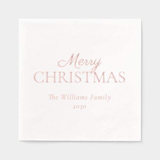 Elegant Vrolijk Kerstfeest Eenvoudig Feest Roos Go Folie Servetten (Voorkant)