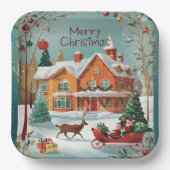 Elegant Vrolijk Kerstfeest Feestelijk Plein Papieren Bordje (Voorkant)