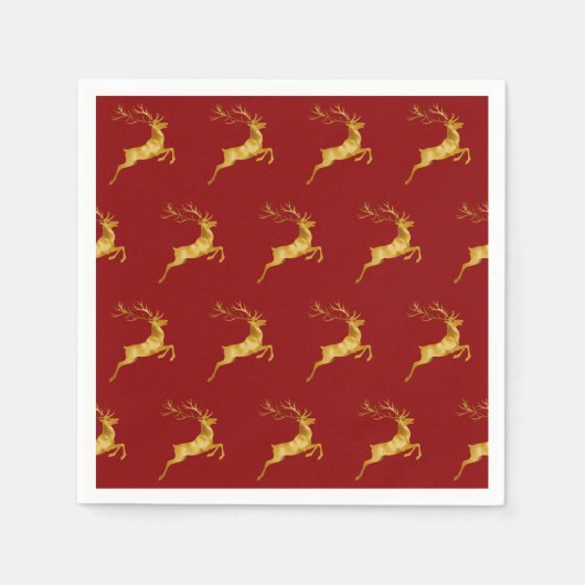 Elegant Vrolijk Kerstfeest Goud rendier kerstfeest Servet (Voorkant)