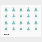 Elegant Vrolijk Kerstfeest | Luxe Aqua Mint Custom Ronde Sticker (Vel)