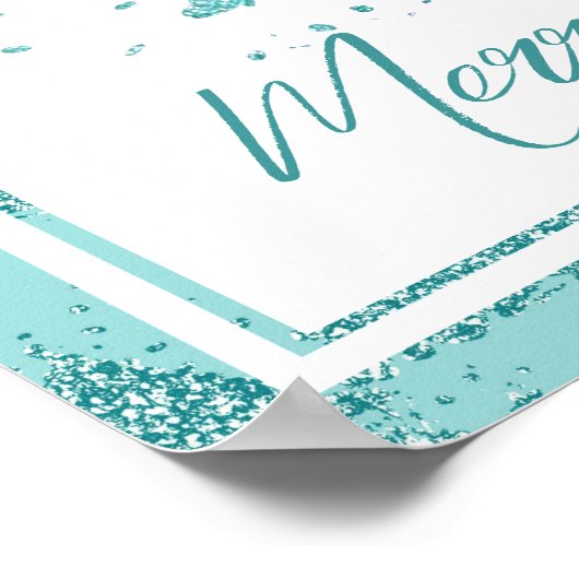 Elegant Vrolijk Kerstfeest | Luxe Aqua Mint Splatt Poster (Hoek)