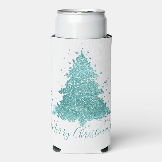 Elegant Vrolijk Kerstfeest | Luxe Aqua Mint Splatt Seltzer Blikjeskoeler (Seltzer Voorkant)