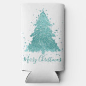 Elegant Vrolijk Kerstfeest | Luxe Aqua Mint Splatt Seltzer Blikjeskoeler (Achterkant)