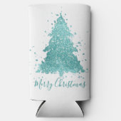 Elegant Vrolijk Kerstfeest | Luxe Aqua Mint Splatt Seltzer Blikjeskoeler (Voorkant)