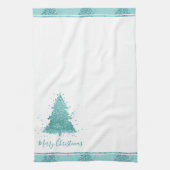 Elegant Vrolijk Kerstfeest | Luxe Aqua Mint Splatt Theedoek (Verticaal)