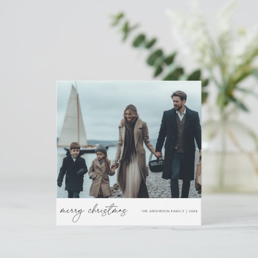 Elegant Vrolijk Kerstfeest Nautische Familie Foto  Feestdagenkaart (Staand voorkant)