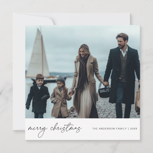 Elegant Vrolijk Kerstfeest Nautische Familie Foto  Feestdagenkaart (Voorkant)