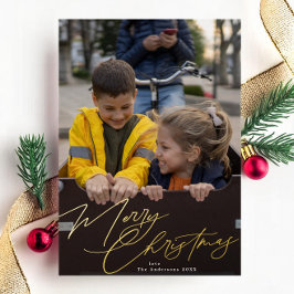 Elegant Vrolijk Kerstfeest | Prachtige foto Folie Feestdagenkaart