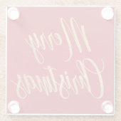 Elegant Vrolijk Kerstfeest Rood & Goud Script Eenv Glazen Onderzetter (Achterkant)