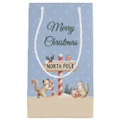 Elegant Vrolijk Kerstfeest Speelse Kittens, Naam Klein Cadeauzakje (Voorkant)