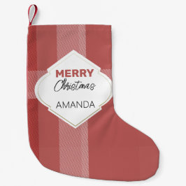 Elegant Vrolijk Kerstfeest Tartan Bourgondië Kleine Kerstsok