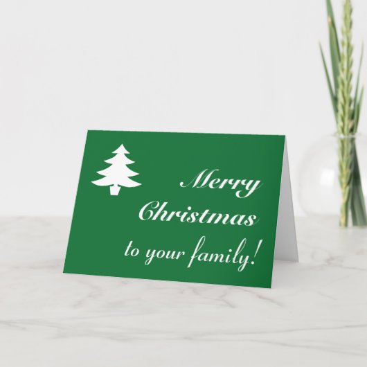 Elegant "Vrolijk kerstfeest voor uw familie!" Kaar Feestdagen Kaart (Voorkant)