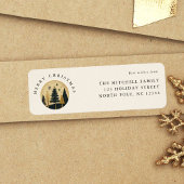 Elegant Vrolijk Kerstfeest Warm Gold Pine Forest Etiket