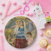 Elegant vrolijk kerstkerstkerststal ontwerp papieren bordje (Feest)