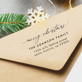 Elegant Vrolijk Kerstmis Familie Retouradres Rubberstempel