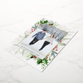 Elegant Vrolijk Kerstmis Foto Goud Folie Feestdagenkaart (Gedraaid)