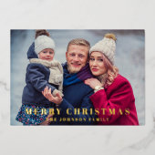 Elegant Vrolijk Kerstmis Foto Goud Folie Feestdagenkaart (Voorkant)