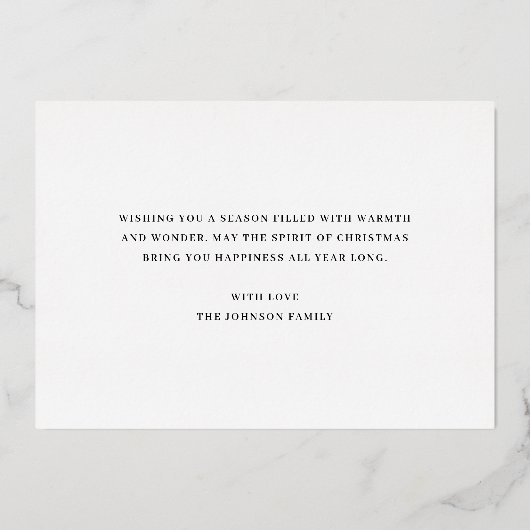 Elegant Vrolijk Kerstmis Foto Goud Folie Feestdagenkaart (Achterkant)