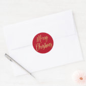 Elegant Vrolijk Kerstmis Goud Rood Eenvoudig Ronde Sticker (Envelop)